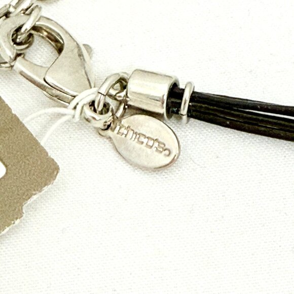 Chico's Multi-Strand Black Cord Necklace W/ Silver-Tone Beads & Abstract Pendant - Picture 8 of 8